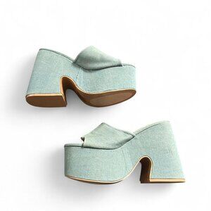 So me blue ish platform sandals heels Mules   Size US 9 #summer #heels